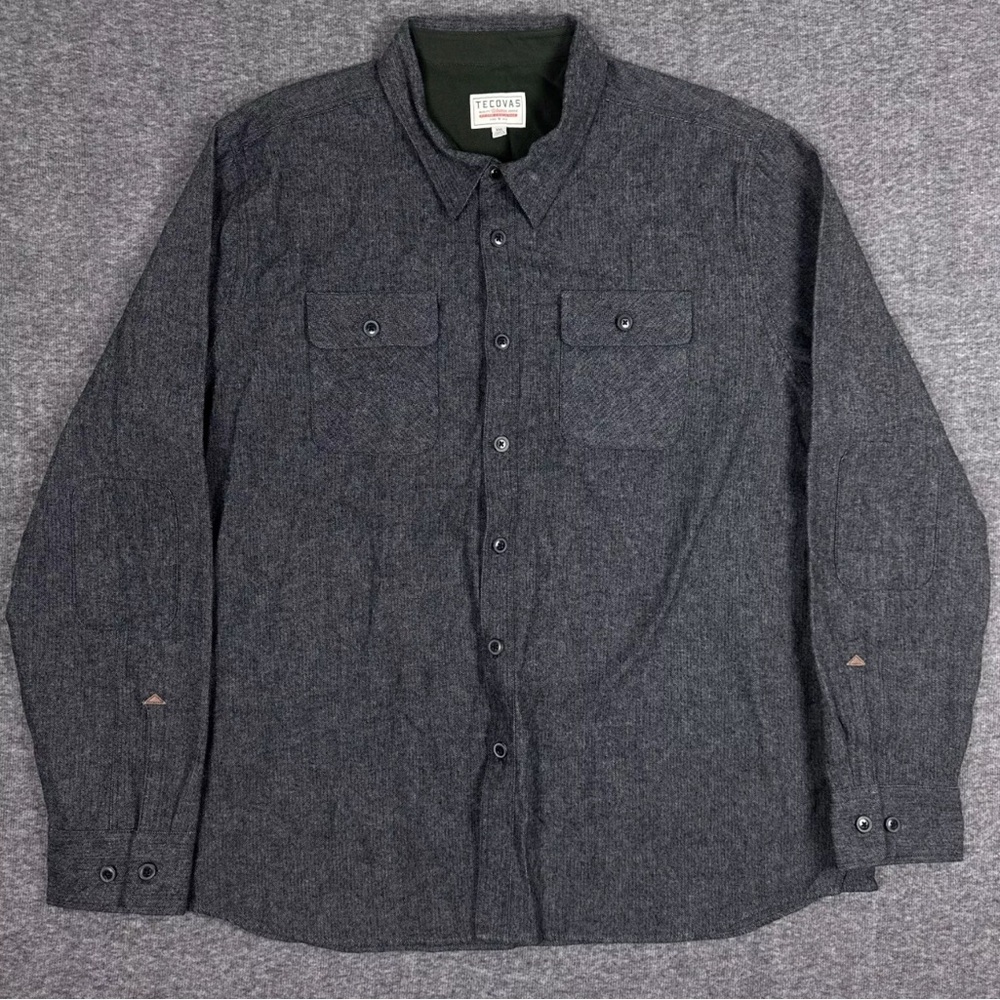 Tecovas Shirt Mens XXL Gray Midweight Flannel Long Sleeve Button Overshirt